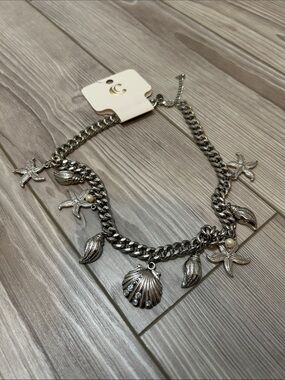 Charming Charlie Silver Seashell & Starfish Charm Necklace